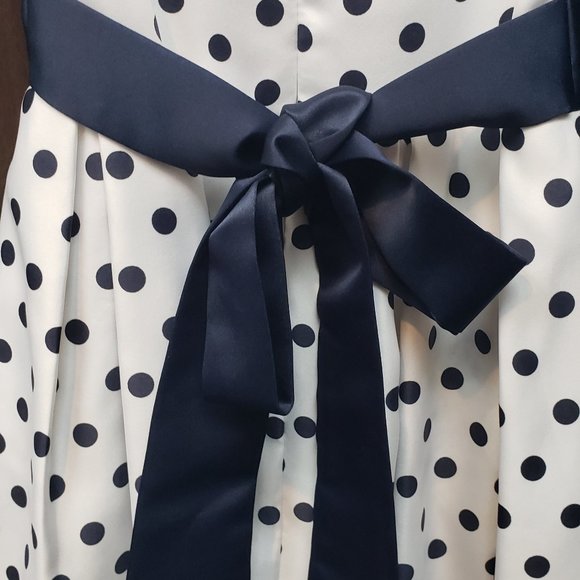 White and Navy polka dot dress. By Dorissa Size 6 Girls - Picture 6 of 12